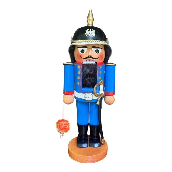 Vtg Steinbach German Wooden Nutcracker Soldier Figurine Blue Uniform Germany 019 - Picture 1 of 7